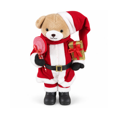 saint joy orsetto natalizio in peluche con abito rosso e bianco tre misure per decorare gli interni ean 8056819080681