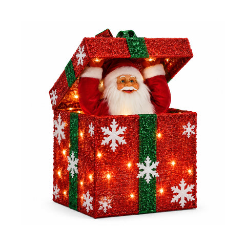 Paquete de regalo luminoso con Papá Noel musical y animado de 30 cm de alto