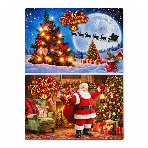 Puzzle navideño de 300 piezas, 2 diseños surtidos enviados al azar, escena navideña con decoraciones festivas, de papel, medidas 52,5x36,7 cm