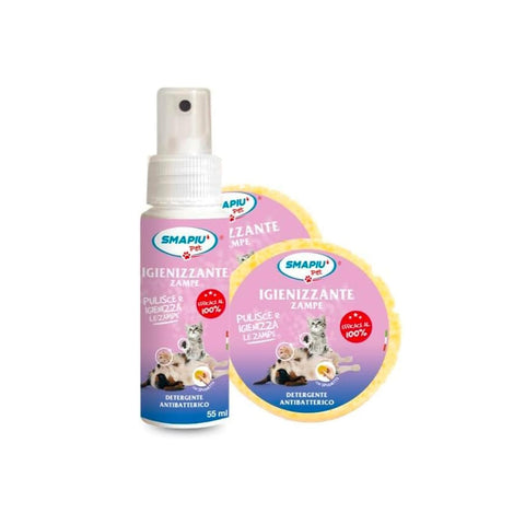 Spray higienizante para patas de mascotas con esponjita 55ml