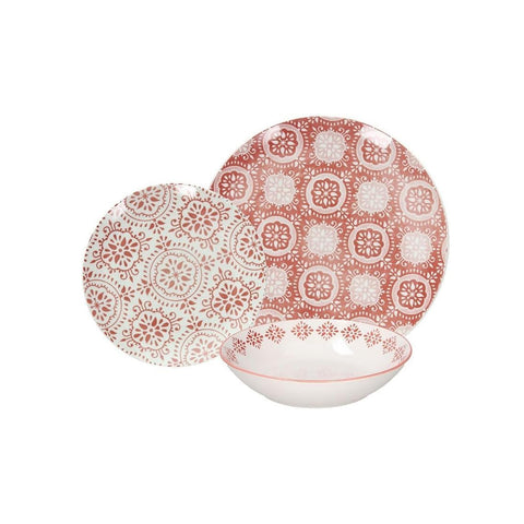 Set de 18 platos de porcelana Coral