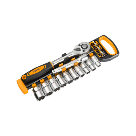 Llave de trinquete reversible con 10 vasos de 10-22mm