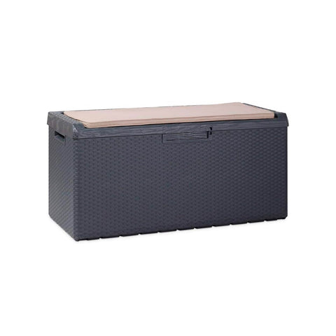 Baúl de exterior para objetos con asiento y cojín 340l