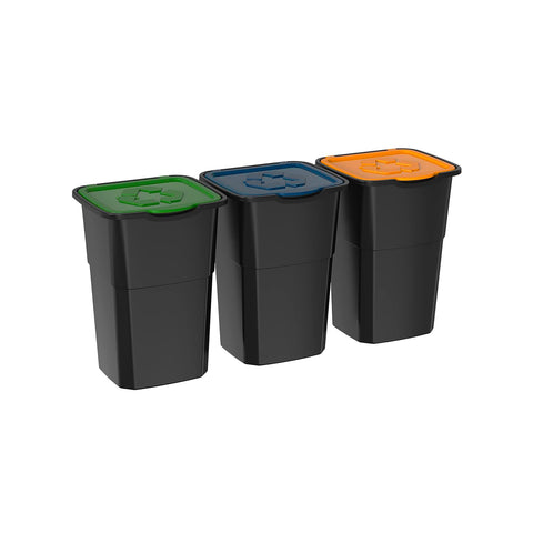 Set de 3 cubos para recogida selectiva de 25 l