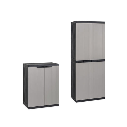 Conjunto de armario alto y armario bajo de 2 puertas con estantes regulables