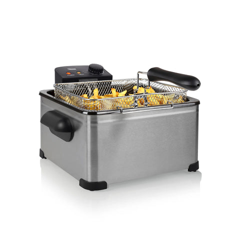 Freidora doble de acero inoxidable con 3 cestas, 5l, 2000w