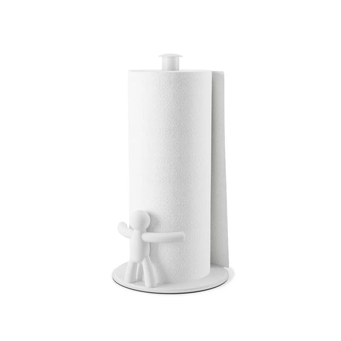 Portarrollos de cocina de acero blanco