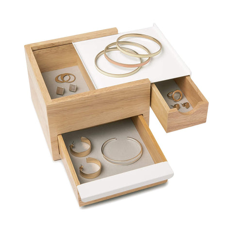 Joyero de madera 17x15x11cm blanco/madera