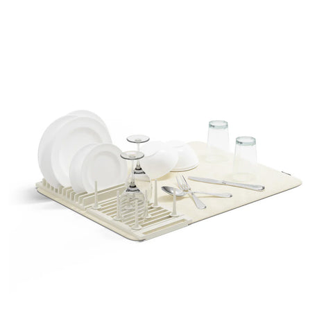 Escurreplatos con alfombrilla antigoteo, 47x17x9cm, crema