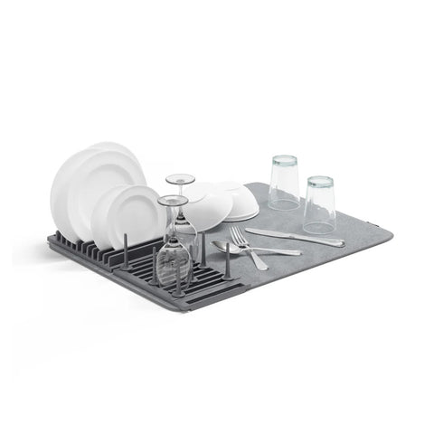 Escurreplatos con alfombrilla antigoteo, 47x17x9cm, gris