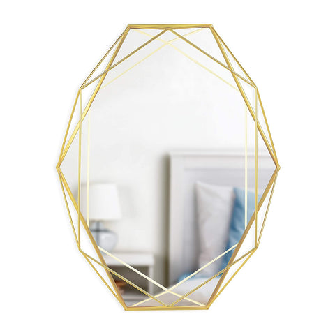Espejo de pared con forma de prisma 56,5x42,5x8,3cm dorado