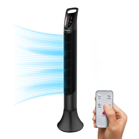 Ventilador de columna de 40 W con 3 velocidades, 2 modos y mando a distancia incluido