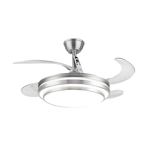 Ventilador de techo con aspas plegables de hierro y ABS - 6 velocidades, LED regulable de 72W con 3 tonos de luz integrados: cálida, natural y fría