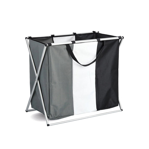 Cesto plegable para ropa sucia de lona con 3 compartimentos