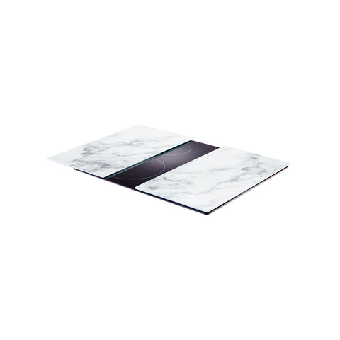 Set de 2 placas cubrequemadores para placas de cocina Mármol blanco