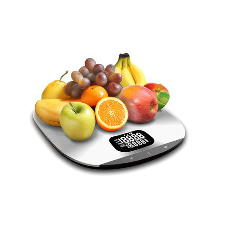 Báscula de cocina de acero de 5 kg – ultracompacta, LCD, función tara
