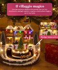 saint joy villaggio natalizio luminoso xmas town a batteria con luci led musica albero rotante trenino in movimento e slitta di babbo natale 27x25x34 cm ean 8050043127693