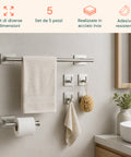 avilia home set 5 accessori bagno adesivi grigio in acciaio inox portata 25kg completo di porta rotolo e ganci per asciugamani ean 8052879012020