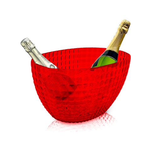 Cubitera para botellas - rojo transparente, diseño ovalado