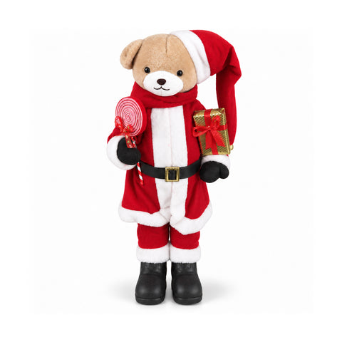saint joy orsetto natalizio in peluche con abito rosso e bianco tre misure per decorare gli interni ean 8056819080681