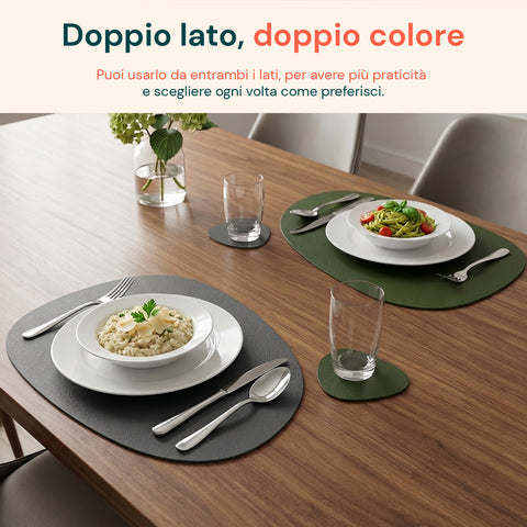 avilia home set 12 pezzi tovagliette americane e sottobicchieri reversibili in similpelle pvc impermeabile e antiscivolo 41x34 cm ean 8052879011221