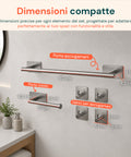 avilia home set 5 accessori bagno adesivi grigio in acciaio inox portata 25kg completo di porta rotolo e ganci per asciugamani ean 8052879012020
