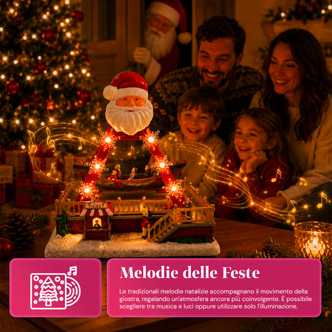 saint joy giostra natalizia luminosa santasail 27 cm con barca in movimento luci led e melodie natalizie selettore luci o luci e musica usb o batterie ean 8050043127747