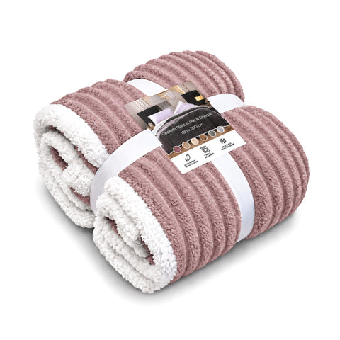 avilia home coperta plaid sherpa 180x200 cm in flanella a righe con retro bianco per letto divano o viaggio disponibile in sei colori ean 8056819082319