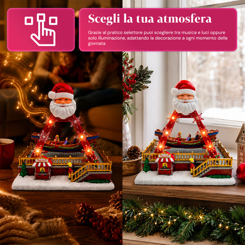 saint joy giostra natalizia luminosa santasail 27 cm con barca in movimento luci led e melodie natalizie selettore luci o luci e musica usb o batterie ean 8050043127747