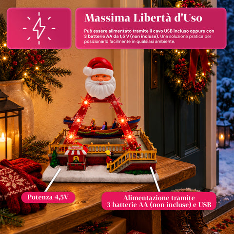 saint joy giostra natalizia luminosa santasail 27 cm con barca in movimento luci led e melodie natalizie selettore luci o luci e musica usb o batterie ean 8050043127747
