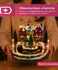 saint joy villaggio natalizio luminoso xmas town a batteria con luci led musica albero rotante trenino in movimento e slitta di babbo natale 27x25x34 cm ean 8050043127693
