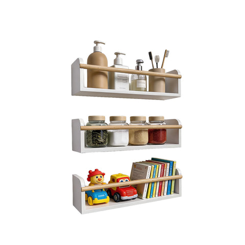 Set de 3 estantes de pared multiusos de madera resistente 40x12 cm - capacidad de carga de 3 kg