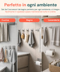avilia home set 5 accessori bagno adesivi grigio in acciaio inox portata 25kg completo di porta rotolo e ganci per asciugamani ean 8052879012020