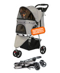 puppy lovers passeggino per cani e gatti pieghevole grigio cabina trasparente con visione a 360 carrello per animali domestici in acciaio e oxford con portabicchieri e cestello portata 15kg ean 8054806950276