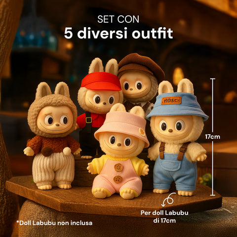 Set 5 Outfit per Bambole 17 cm– Abiti Tematici Vari Stili