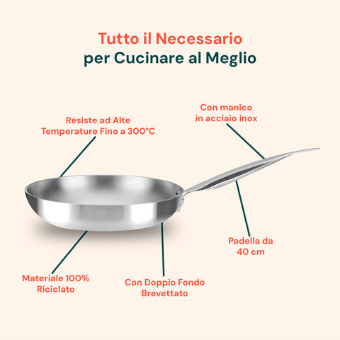 Sartén alta acampanada de aluminio con mango de acero inoxidable - Varios tamaños