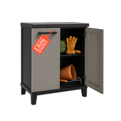 Mueble bajo Prime de plástico antihumedad, 66x40x88 cm, para espacios reducidos
