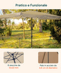 Ombrellone da Giardino 3x3 Regolabile con Snodo Inclinabile e Carrucola