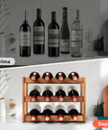 Avilia Organizer Portabottiglie Vino Compatto in Bambù 12 Bottiglie per Spazi Ridotti Ean 8056819052688
