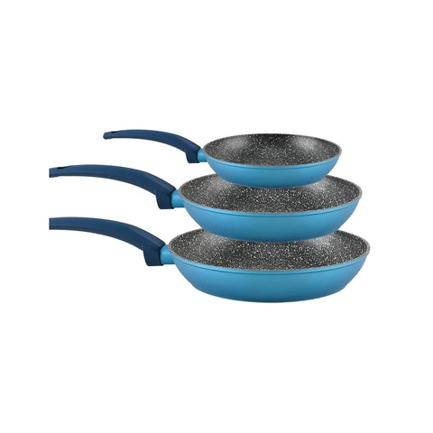 Set de 3 sartenes antiadherentes para inducción Gaia 18-22-26 cm – aluminio azul