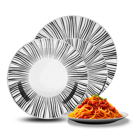 Avilia-Servizio Set 18 Piatti da Tavola in Porcellana Bianca Decorati Stile Union Moderni Ean-8056897153024