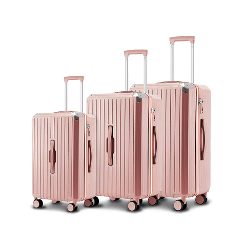 Maletas trolley rosas de 56-66-76 cm de ABS con ruedas dobles giratorias