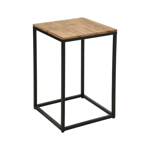 Mesita de noche o mesa auxiliar para el sofá de madera y metal