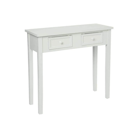 Mesa consola con 2 cajones de madera 80x30x76cm blanca