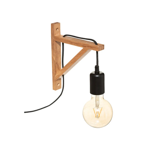 Lámpara de pared de madera con cable colgante H22cm