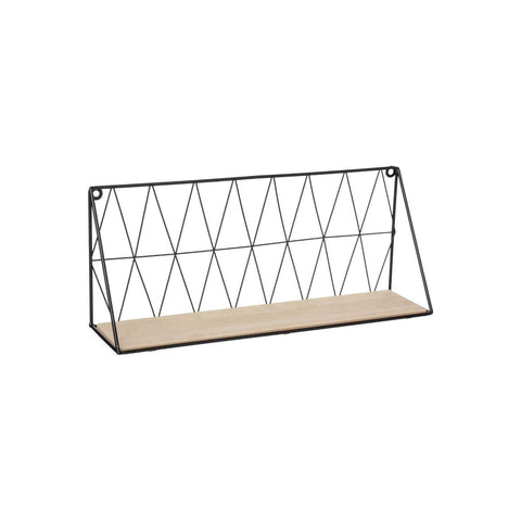 Estante de pared de madera y metal 48x12x20cm