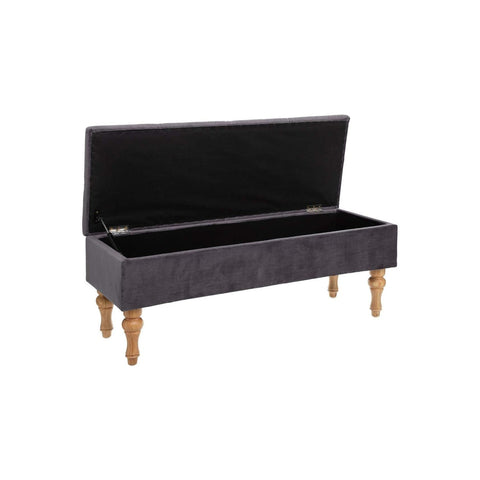 Banco arcón de terciopelo 102x38x41cm gris