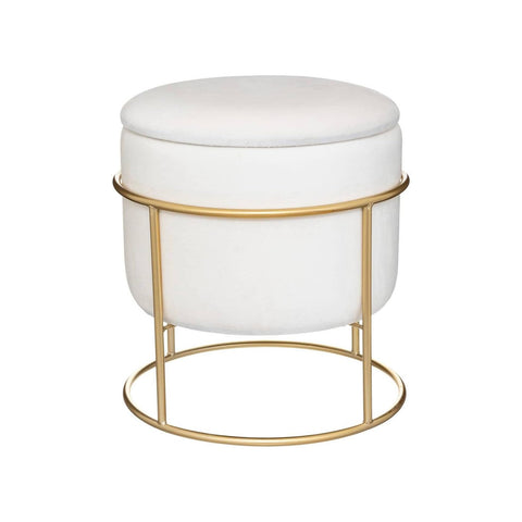 Puf de terciopelo con estructura en oro blanco