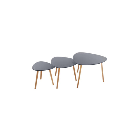Set de 3 mesas auxiliares bajas de madera de 34 47 y 60cm