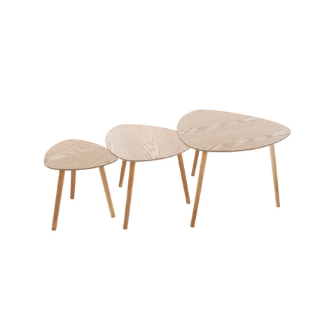 Set de 3 mesas nido de madera extraíbles 40 48-60cm